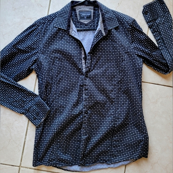 Lamasini Other - Lamasini Men's Black Button Down Shirt Size L Y2k